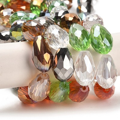 Faceted Teardrop Glass Beads Strands X-GS053-AB-1