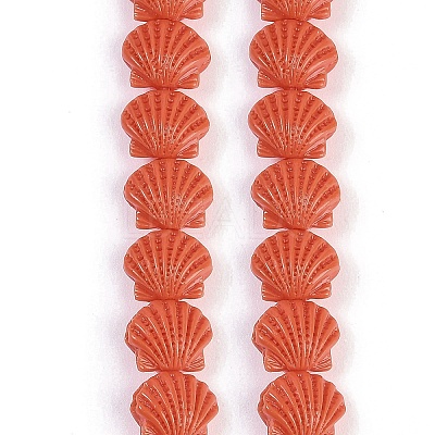 Synthetic Coral Dyed Carved Beads Strands X-CORA-K009-05A-02-1