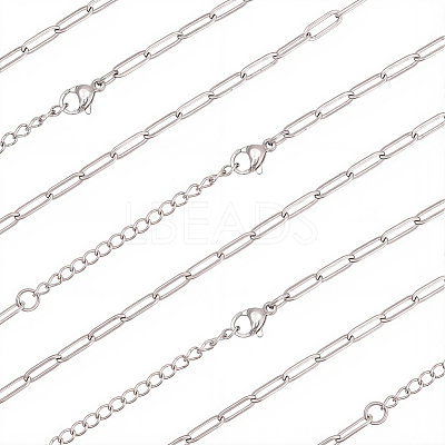 10Pcs 667 Stainless Steel Paperclip Chain Necklaces NJEW-BBC0001-48B-P-1