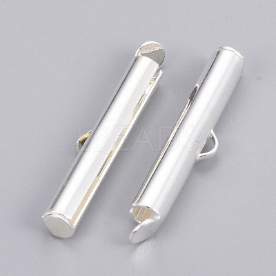 Brass Slide On End Clasp Tubes KK-Q747-11G-S-1