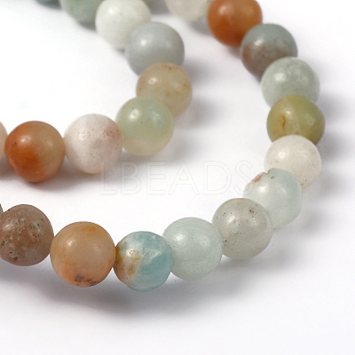 Natural Flower Amazonite Round Bead Strands X-G-D608-6mm-1