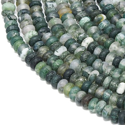 Natural Moss Agate Beads Strands G-P575-A24-4x2mm-1