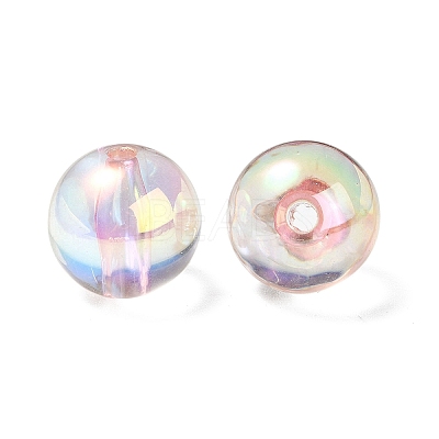 UV Plating Transparent Rainbow Iridescent Acrylic Beads OACR-F004-01A-1