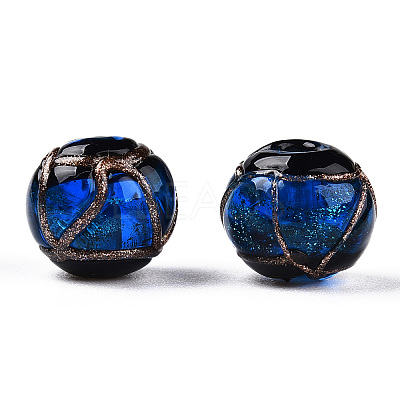Handmade Gold Sand Lampwork Beads LAMP-T019-10mm-06-1