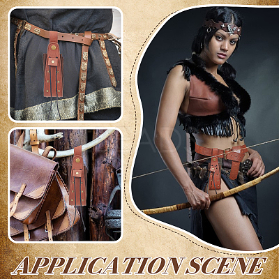 Medieval PU Leather Waist Belt Pouches with Alloy Rivets AJEW-WH0678-30A-1