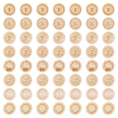 200Pcs 8 Styles Wood Buttons BUTT-TA0001-34-1