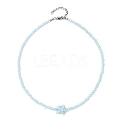 3Pcs 3 Colors Ocean Handmade Porcelain Starfish Glass Beaded Necklaces for Women NJEW-JN06392-1