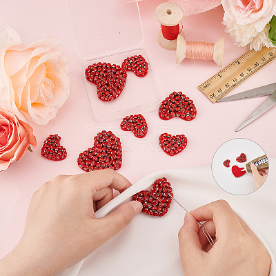 8Pcs 3 Style Heart Handmade Appliques PATC-FG0001-71-1