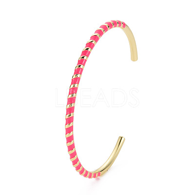 Twisted Brass Enamel Cuff Bangle X-BJEW-T020-02D-NF-1
