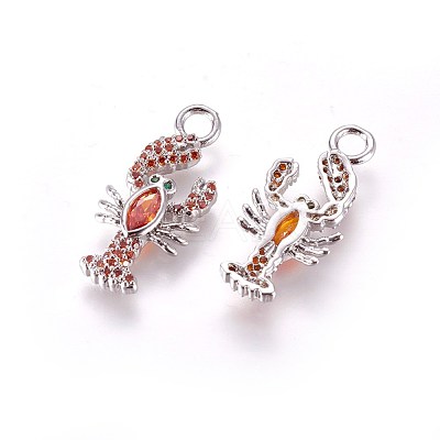Brass Micro Pave Cubic Zirconia Pendants ZIRC-L075-25A-P-1