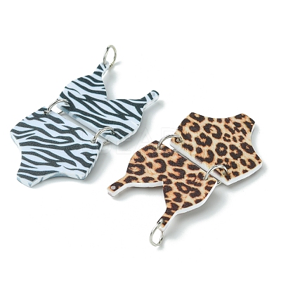 4Pcs 4 Styles Printed Acrylic Pendants MACR-FS0001-75-1
