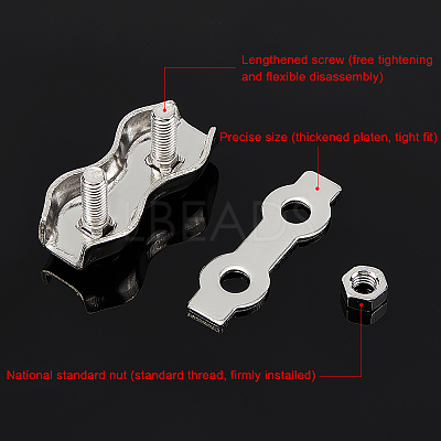 16Pcs 4 Style 304 Stainless Steel Double 2-Post Cable Clamp FIND-GA0002-28-1