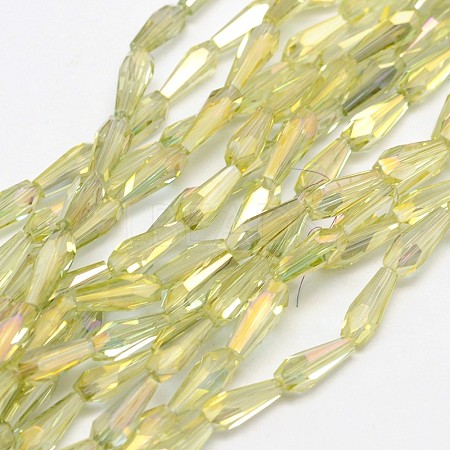 Faceted Rainbow Plated Teardrop Electroplated Glass Beads Strands EGLA-F104-09A-1
