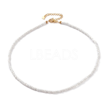 Round Glass Seed Beaded Necklaces NJEW-JN03207-03-1