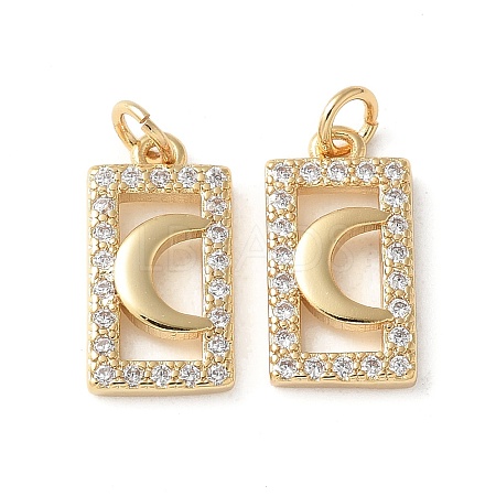 Brass Micro Pave Clear Cubic Zirconia Pendants KK-Q031-32G-01-1