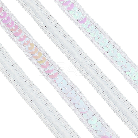 Sparkle Polyester Lace Ribbons OCOR-WH0090-67B-1