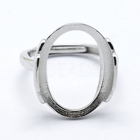 Anti-Tarnish Rhodium Plated 925 Sterling Silver Finger Ring Components STER-G027-10P-1