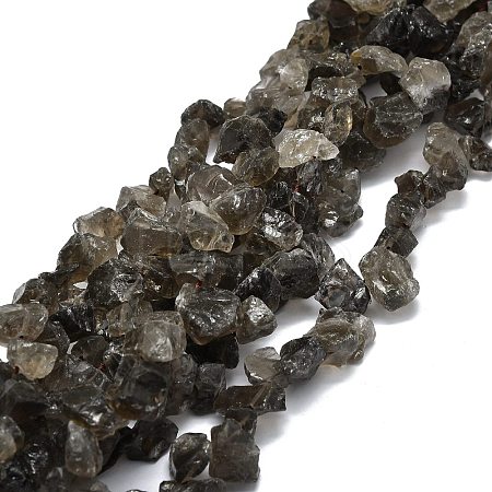 Raw Rough Natural Smoky Quartz Beads Strands G-E576-24-1