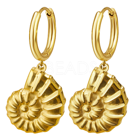 Summer Beach Shell Shape 304 Stainless Steel Huggie Hoop Dangle Earrings for Women WM0580-1-1