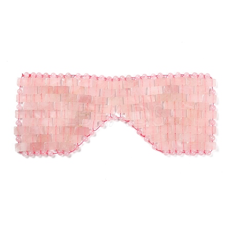 Natural Rose Quartz Woven Eye Mask AJEW-P074-11C-1