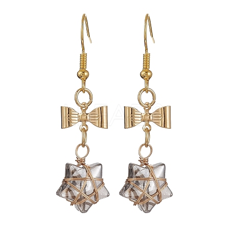 Glass Star Dangle Earrings EJEW-JE05548-04-1
