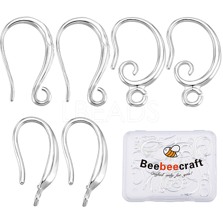 Beebeecraft 30Pcs 3 Styles Rack Plating Eco-friendly Brass Earring Hooks KK-BBC0010-18S-1