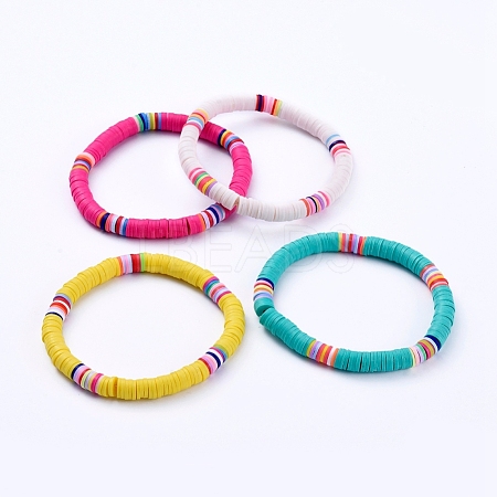 Handmade Polymer Clay Heishi Beads Stretch Bracelets BJEW-JB05087-1