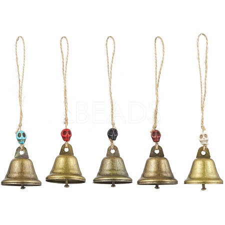 Iron Bell Pendant Decorations HJEW-JM02173-1