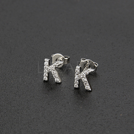 Brass Micro Pave Clear Cubic Zirconia Stud Earrings FS-WGC2F12-11-1