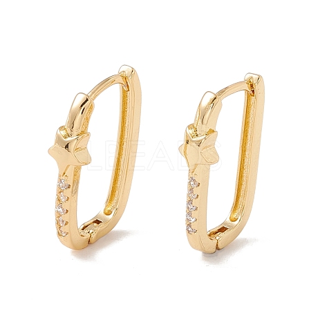 Clear Cubic Zirconia Star Hoop Earrings EJEW-G296-03G-1