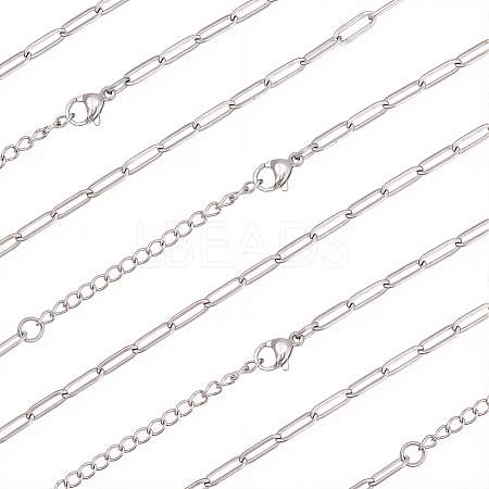 10Pcs 667 Stainless Steel Paperclip Chain Necklaces NJEW-BBC0001-48B-P-1