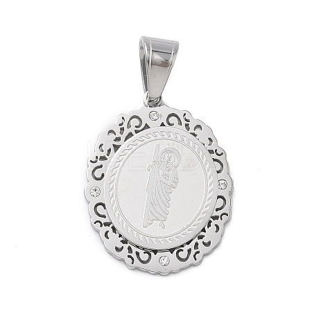 316 Surgical Stainless Steel Rhinestone Pendants STAS-P412-08P-1