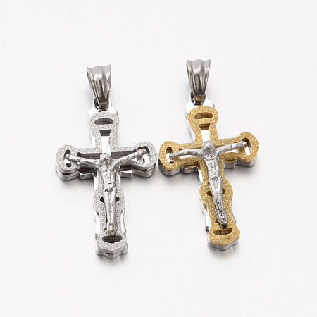 Easter Theme Fashion New 201 Stainless Steel Crucifix Cross Pendants STAS-F010-18-1