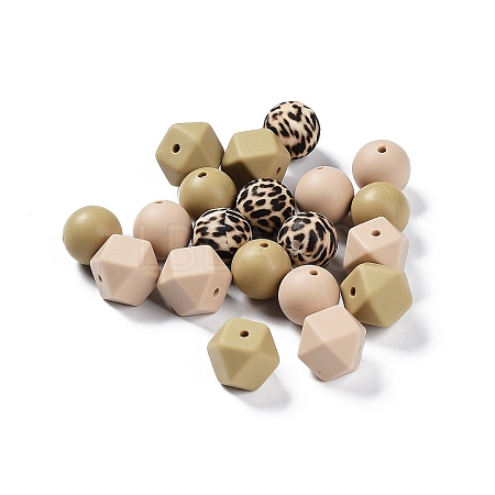 Round/Polygon Food Grade Silicone Focal Beads SIL-F003-06A-1