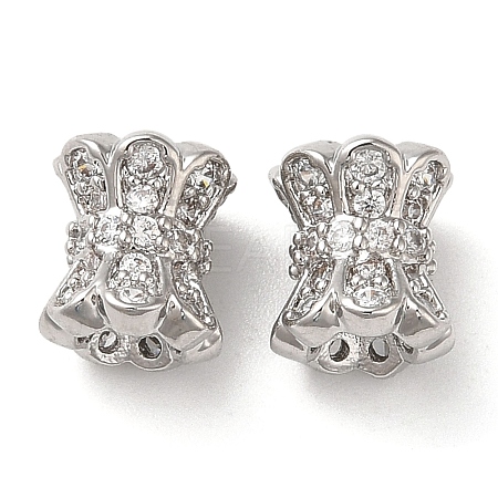 Brass Micro Pave Cubic Zirconia Beads KK-P239-34P-1