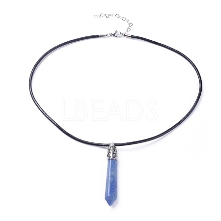 Pointed Natural Lapis Lazuli Pendant Necklaces NJEW-JN02550-01-1