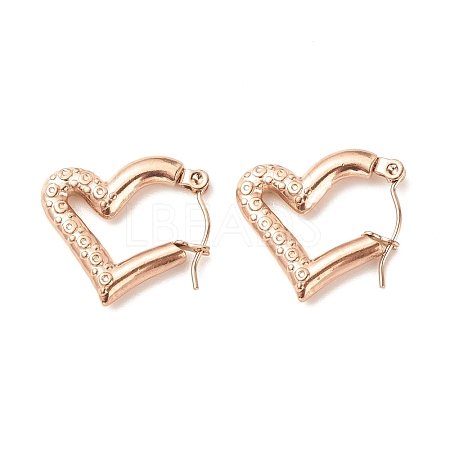 Ion Plating(IP) 304 Stainless Steel Chunky Heart Hoop Earrings for Women EJEW-K242-02RG-1