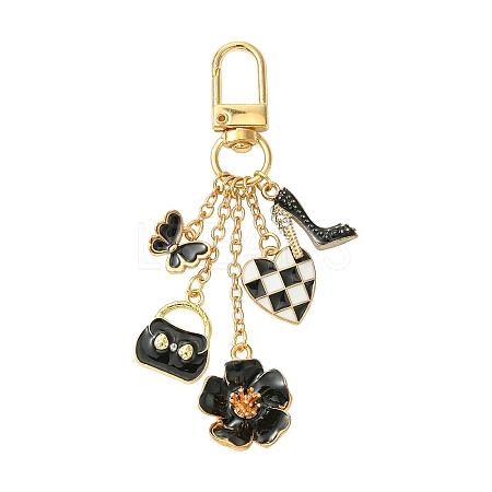 Flower/Bag/Heart Alloy Enamel Pendant Decoration HJEW-FS00025-01-1