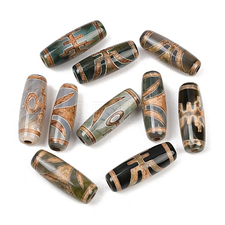 Tibetan Style dZi Beads TDZI-E004-55-1