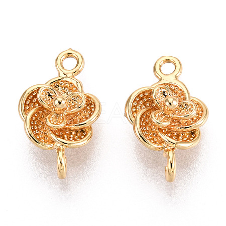 Brass Flower Connector Charms KK-T078-17G-1