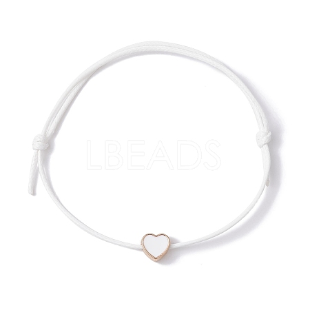 Alloy Enamel Heart Braided Bead Bracelet BJEW-JB09739-01-1