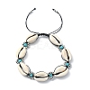 Synthetic Turquoise & Natural Shell Braided Bead Bracelets BJEW-TA00417-1