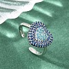 Heart Brass Micro Pave Cubic Zirconia Cuff Open Rings for Women CU-CBA0A21-01P-01-2
