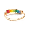 Rainbow Color Glass Seed Braided Bead Finger Ring RJEW-TA00055-5