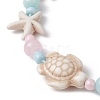 Starfish & Turtle Dyed Natural Malaysia Jade & Synthetic Turquoise Braided Bead Bracelet BJEW-JB09950-3