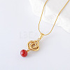 3Pcs French Style Stainless Steel Triple Ring with Red Round Pendant Necklaces for Women DT9932-4