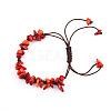 Synthetic Coral Chips Braided Bead Bracelet PW-WG69423-03-1