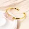 Natural Rose Quartz Beads Cuff Bangles for Women BJEW-Q035-01G-02-5