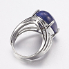 Natural Lapis Lazuli Wide Band Finger Rings X-RJEW-K224-A15-2