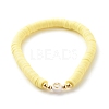 Handmade Polymer Clay Heishi Beads Stretch Bracelets Set with Heart Patter Beads for Women BJEW-JB07450-12